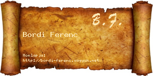 Bordi Ferenc névjegykártya